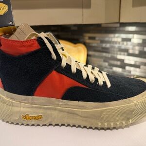 Vibram Black and Red Sneakers with Cream Sole